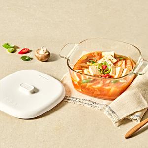 렌지쿡 실리콘캡 탕찌개용 유리용기(코지밀크)