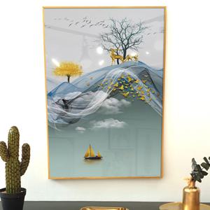 풍수 돈 들어오는 황금나무사슴배 은은한 민트배경 거실 인테리어 소품