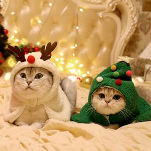 강아지 고양이 크리스마스 코스튬 겨울모자 크리스마스 후디드 케이프 그린트리후드