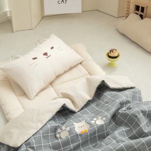 뮤뮤 순면 낮잠이불 형태베개 토퍼세트 (베개솜/가방포함)