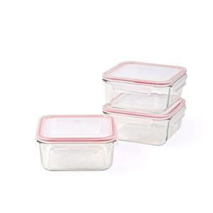 클래식 유리 밀폐용기 정사각 850ml 3조세트(레트로)