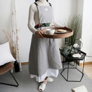 심플 플라워 린넨 면 롱 원피스 앞치마 그레이 free 사이즈
