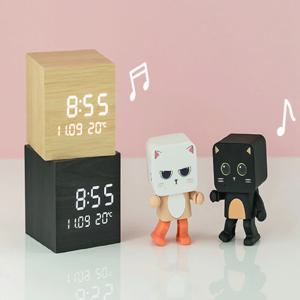 소형 LED 블루투스 스피커 겸용 큐브 탁상 시계 (4디자인)