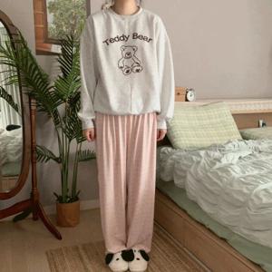 커플 하운드 체크 피치기모 말랑이 잠옷 바지 2color