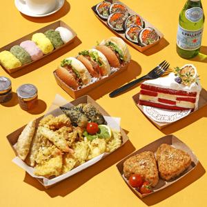 일회용 사각 크라프트 트레이 종이 접시 100개