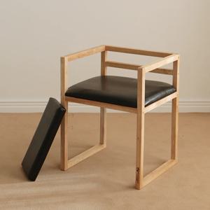 원목 쿠션 암 체어 인테리어 식탁의자 (가죽)