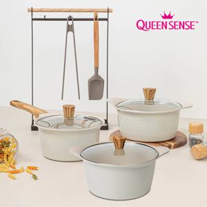 퀸센스 올리아 IH 인덕션 세라믹 냄비 3종 세트 (편수18cm+양수20+양수24cm)