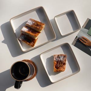 서하 무광 도자기 사각접시, 디저트접시 14cm