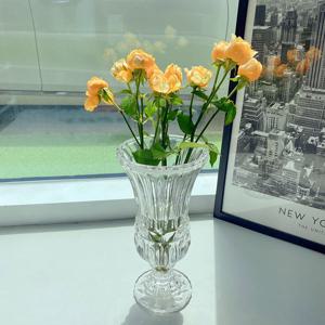 플리츠 라인 곡선 높은 유리 꽃병 인테리어 대형 큰 화병꽃다발 인테리어 장식 병