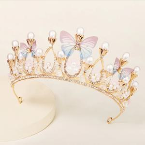 나비 진주 티아라 왕관 공주 악세사리 브라이덜샤워