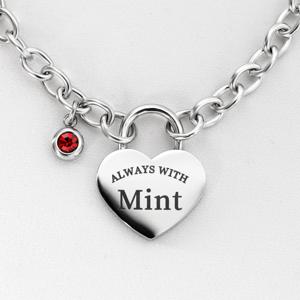 하트 강아지 인식표 목걸이 스와로브스키 탄생석