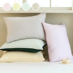 [15%쿠폰] 1+1 네이처 에어워싱 모모체크 패턴 양면 베개커버 40x60/50x70