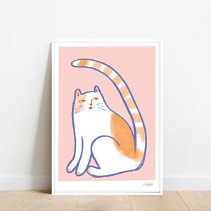 아이방 여아방 핑크 치즈 고양이 그림 인테리어 포스터 A3(엽서 추가 증정)