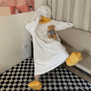 집콕룩 할로윈 대왕 오리 극세사 수면 잠옷 신발 세트