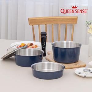 인덕션겸용 손잡이분리 멀티핸들 스텐 냄비세트 (다크블루)