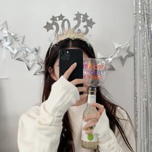 해피뉴이어 2023스타 크라운머리띠 레터링 파티머리띠 새해파티 소품