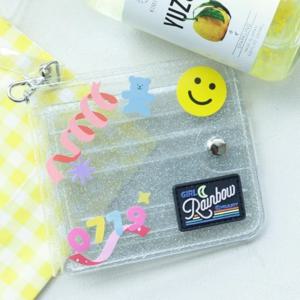 글리터 투명 PVC 카드 지갑 3컬러 - 나만의 커스텀 지갑 만들기 DIY 목걸이형 반짝이