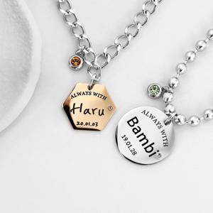 스와로브스키 탄생석 강아지 인식표 목걸이