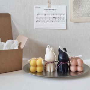 [10%쿠폰] 아기 토끼캔들+미니 큐브캔들 세트 귀여운 오브제 집들이 생일 선물 답례품