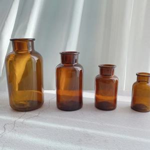 갈색 시약병 4 size , 인테리어 꽂병 오브제 유리 화병 꽃화병 빈티지 유리병