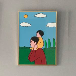 A3 아삐목마 아기방 임신선물 출산선물 가족그림
