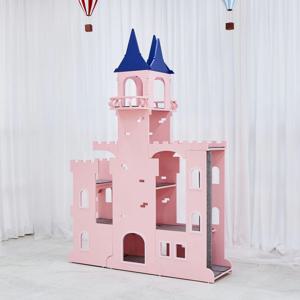 캐슬 냥랜드 핑크 대형 4단 고양이 캣타워 자작나무 원목 가구