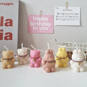 [10%쿠폰] 통통 토끼캔들 + 곰돌이캔들 세트 귀여운 오브제 집들이 생일 선물