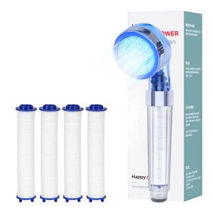LED 필터 샤워기 헤드 + 필터 4p 세트