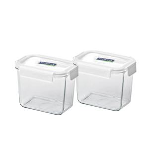 퓨어 유리 밀폐용기 직사각 도어포켓 920ml 2조 세트(화이트)