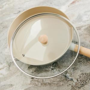 베이직 우드 노브 유리뚜껑 16~32cm 후라이팬 냄비 뚜껑