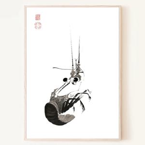 동양화 새우그림 바다 포스터 인테리어 동양화 액자