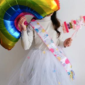 해피벌스데이 폴카 태슬 어깨띠 생일파티 소품