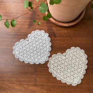 하트 자수 레이스 2color 모티브 컵 매트 티코스터 미니 도일리 찻잔 받침대