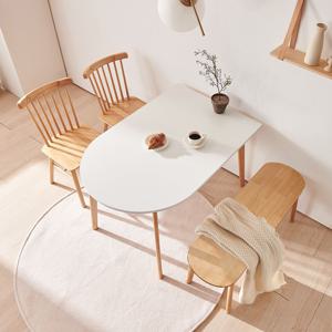 엔젤라 화이트오크 반원/반타원 HPM 4인 원목 식탁세트 1200 (의자2+벤치1)