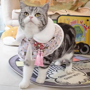 새해복 애견 강아지 고양이 벚꽃 밍크케이프 명절 목도리