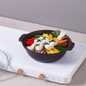쿠킨 세라믹 인덕션 뚝배기 냄비 + 나무 받침대 20cm