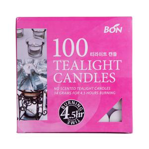 티라이트 100개 멀티팩 4시간연소 BON Candle 무향 하양(흰색) 양초
