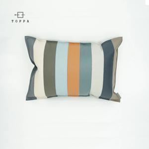 천연 가죽 패치 랜덤 직사각 쿠션