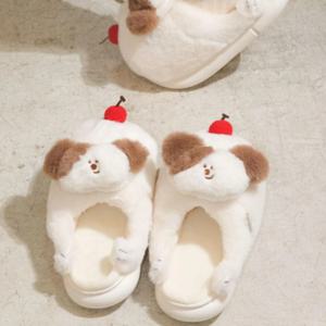 [해외] 폭신폭신 푸딩체리 퍼피 소프트 슬리퍼 강아지 털실내화