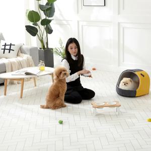 헤링본화이트 15T 애견롤매트 PVC 층간소음방지 충격흡수