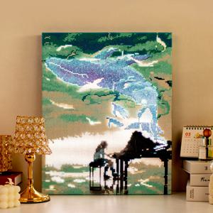 DIY 고급형 LED 보석십자수 (캔버스형) 고래와 피아노 40X50cm