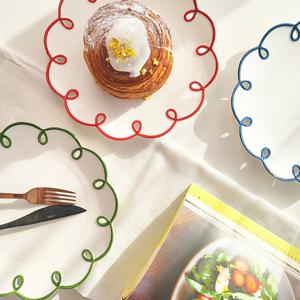 플라워 접시 디저트접시 마카롱 그릇 특이한 접시 예쁜 접시 22.5cm 4size