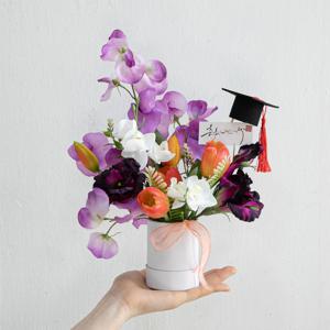 스위트피 조화 화분 아델라 학사모 set 33cm 인테리어 꽃 테이블 장식