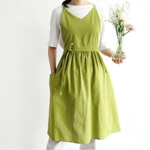 브이넥 주방 카페 어린이집 프릴 원피스 앞치마 6color