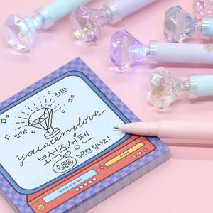 LED 다이아 볼펜 보석 펜 불빛 라이트 선물용 중성펜
