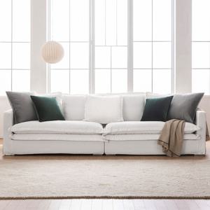 헬레나 W 4인 코튼 풀커버 워셔블 구스다운 패브릭 소파 + 스툴