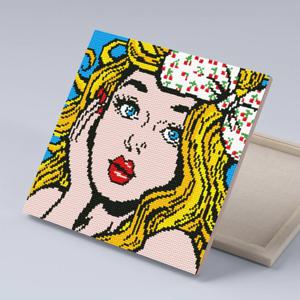 DIY캔버스형 보석십자수 30x30cm 노란머리소녀