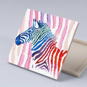 DIY캔버스형 보석십자수 30x30cm 무지개얼룩말
