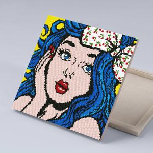 DIY캔버스형 보석십자수 30x30cm 파란머리소녀