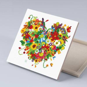 DIY캔버스형 보석십자수 30x30cm 플라워하트
